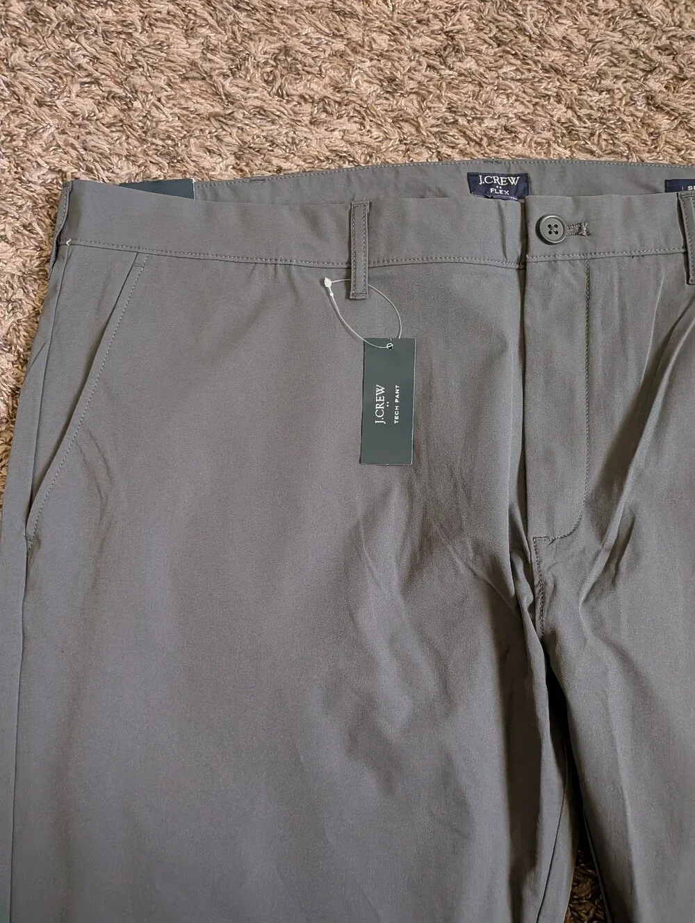 NWT J.Crew Dark Grey Tech Slim Fit Performance Pants Men's 40x32